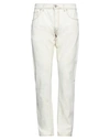 Liu •jo Man Man Jeans Ivory Size 40 Cotton, Elastane, Soft Leather In White