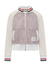 THOM BROWNE THOM BROWNE RWB SHAWL CARDIGAN IN COTTON TWEED