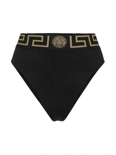 Versace Greca Detail Bikini Bottoms In Black