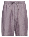 Emporio Armani Man Shorts & Bermuda Shorts Mauve Size 36 Linen In Purple