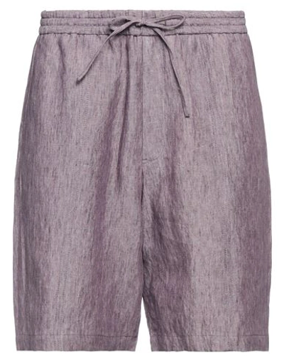 Emporio Armani Man Shorts & Bermuda Shorts Mauve Size 36 Linen In Purple