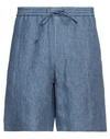 Emporio Armani Man Shorts & Bermuda Shorts Slate Blue Size 40 Linen