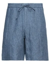 Emporio Armani Man Shorts & Bermuda Shorts Slate Blue Size 36 Linen