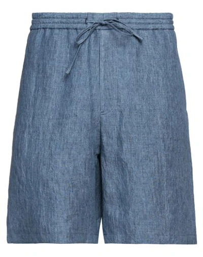 Emporio Armani Man Shorts & Bermuda Shorts Slate Blue Size 36 Linen