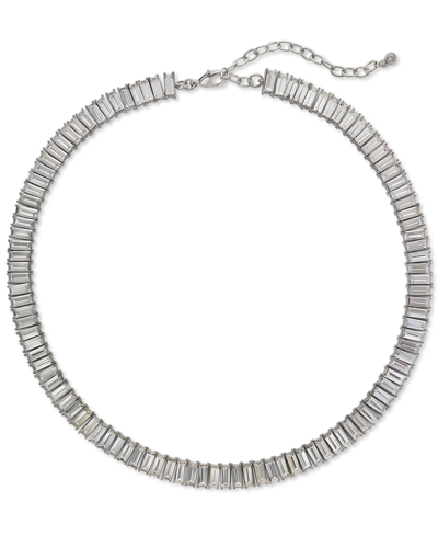 On 34th Baguette Crystal All-around Collar Tennis Necklace, 15" + 3" Extender, Created For Macy's In Silver