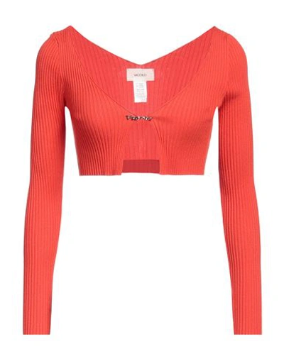 Vicolo Woman Cardigan Coral Size Onesize Viscose, Polyester In Red