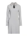 Alberta Ferretti Embellished Collar Shift Dress In Grey