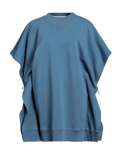 Mm6 Maison Margiela Woman Mini Dress Slate Blue Size Xs Cotton, Elastane