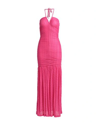 Ganni Woman Maxi Dress Fuchsia Size 8/10 Recycled Polyamide, Polyamide, Elastane In Pink