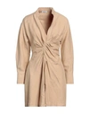 Sandro Woman Mini Dress Sand Size 4 Viscose, Linen In Beige