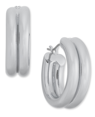 On 34th Small Double-row Tubular Hoop Earrings, 0.75", Created For Macy's In Silver