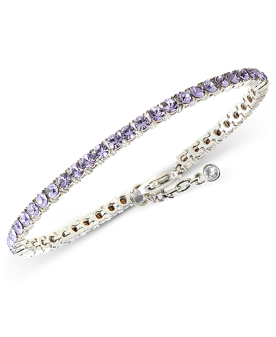 On 34th Silver-tone Flex Tennis Bracelet, 7" + 1" Extender, Created For Macy's In Purple