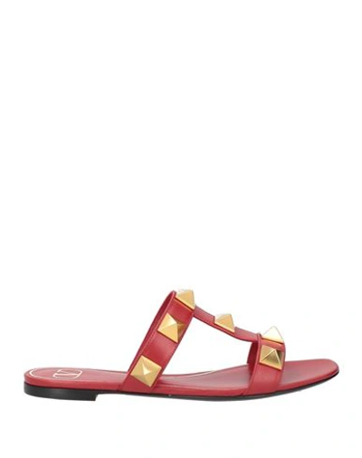 Valentino Garavani Woman Sandals Red Size 6.5 Soft Leather In Red
