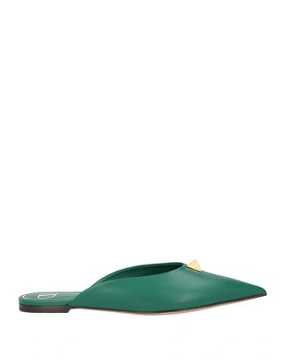 Valentino Garavani Woman Mules & Clogs Emerald Green Size 6 Leather In Green
