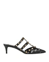Valentino Garavani Woman Mules & Clogs Black Size 5.5 Soft Leather, Textile Fibers