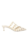 Valentino Garavani Woman Mules & Clogs Cream Size 5.5 Soft Leather, Textile Fibers In White