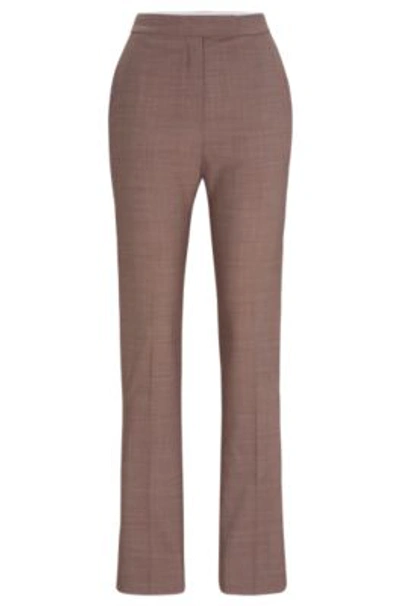 Hugo Boss Slim-fit Trousers In Italian Virgin-wool Sharkskin In Patterned