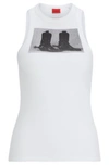 HUGO STRETCH-COTTON SLIM-FIT TANK TOP WITH BOOT PRINT