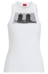 Hugo Boss Stretch-cotton Slim-fit Tank Top With Boot Print In White