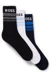 Hugo Boss Three-pack Of Short Socks With Stripes And Logos In Patterned
