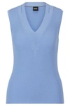 Hugo Boss Sleeveless Knitted Top With Cut-out Details In Blue