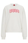 Hugo Boss Oversized-fit Sweatshirt In French Terry With Seasonal Artwork In White