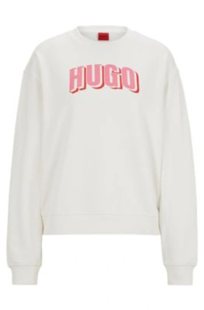 Hugo Oversize-fit Sweatshirt In French Terry With Seasonal Artwork In White