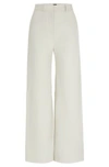 Hugo Boss Regular-fit Leather Trousers With Wide Leg In White