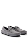 Hugo Boss Suede Moccasins With Branded Hardware And Full Lining In Grey