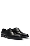 Hugo Boss Leather Derby Lace-up Shoes With Embossed Branding In Black