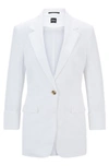 Hugo Boss Regular-fit Jacket In A Linen Blend In White