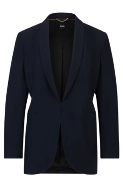 Hugo Boss Regular-fit Jacket With Edge-to-edge Front In Dark Blue