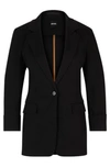 Hugo Boss Regular-fit Jacket In A Linen Blend In Black