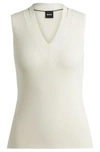 Hugo Boss Sleeveless Knitted Top With Cut-out Details In White