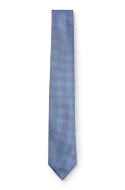 Hugo Boss Silk-blend Tie With All-over Jacquard Pattern In Light Blue