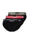 Hugo Boss Three-pack Of Stretch-cotton Briefs With Logo Waistbands In Patterned