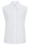 HUGO BOSS SLEEVELESS BLOUSE IN STRETCH-COTTON CANVAS