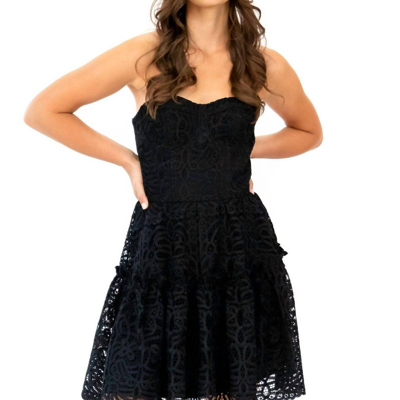 Eva Franco Floral Lace Mini Dress In Black