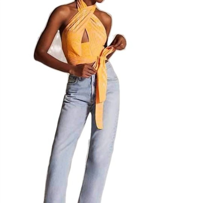 Eva Franco Halter Wrap Top In Citrus In Multi