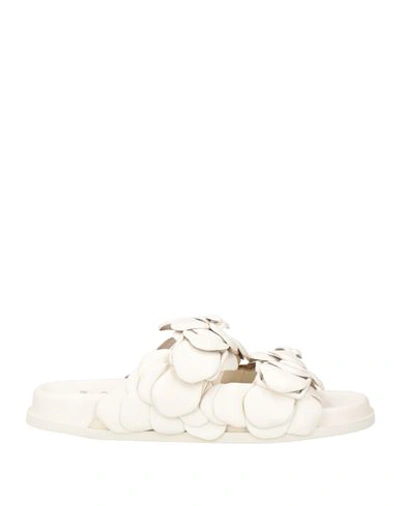 Valentino Garavani Woman Sandals Ivory Size 11 Soft Leather In White