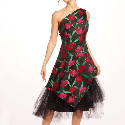 Eva Franco Basque Dress In Roses And Thorns In Multi