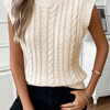THREADED PEAR SYLVIA CABLE KNIT HIGH NECK SWEATER VEST