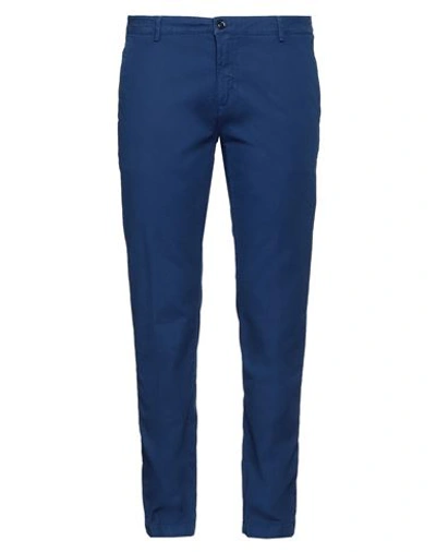 Yan Simmon Man Pants Blue Size 40 Cotton, Elastane In Blue