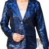 Anna-kaci Sparkle Sequin Blazer Jacket In Blue