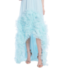 Badgley Mischka Sleeveless High-low Dress With Tulle Ruffle Hem In Blue