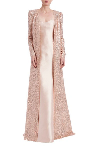 Badgley Mischka Women's Mikado Gown & Sequin Duster Set In Champagne