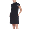 BADGLEY MISCHKA MOCK NECK SHIFT DRESS WITH LAME’ TOUCHES