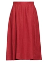 CHLOÉ CHLOÉ WOMAN MIDI SKIRT BRICK RED SIZE 4 LINEN