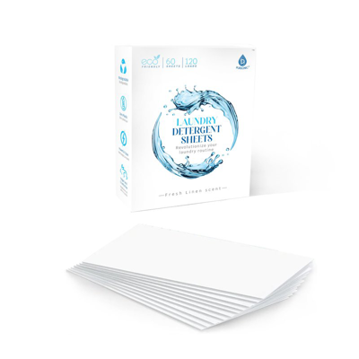 Pursonic Natural Laundry Detergent Sheets, Eco Friendly – Fresh Linen Scent In White