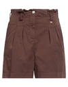 Dx Collection Woman Shorts & Bermuda Shorts Dark Brown Size S Cotton, Elastane